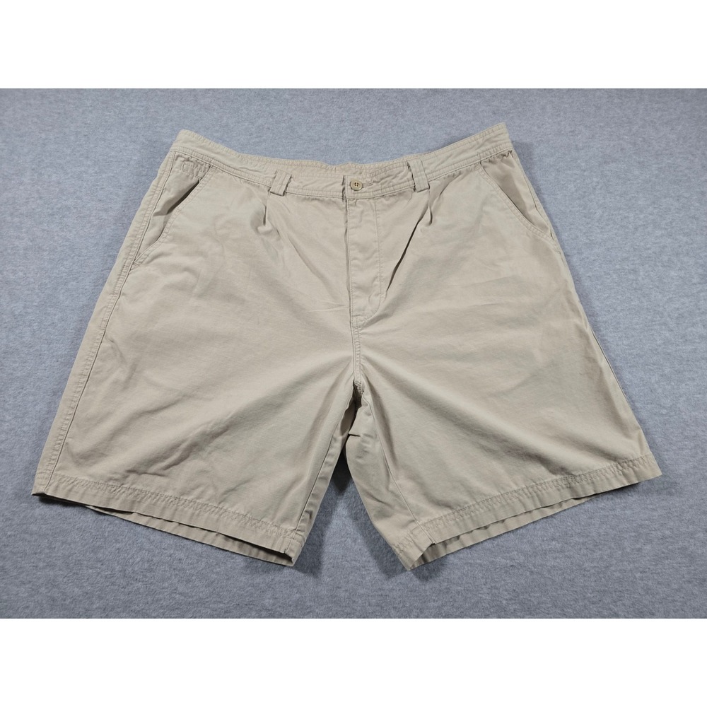 Tommy Bahama Mens 42 Khaki Cotton Ripstop Pleated Casual Walking Shorts Tan